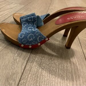 Guess Women's Blue and Red Heeled Sandals